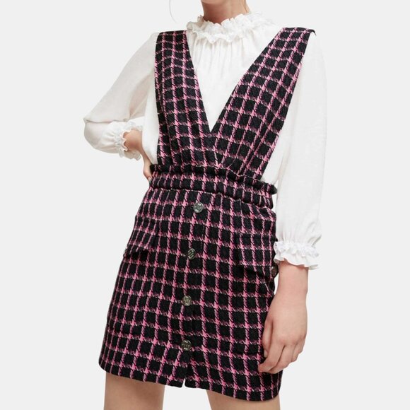 NWT MAJE WOMEN'S CHECK TWEED MINI DRESS FUCHSIA SIZE US 8 FR 40 - Picture 7 of 13